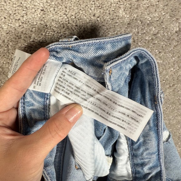 Hollister Womens 1 High Rise Straight Leg Distressed Light Denim Mom Jeans 25x31 - Picture 8 of 10